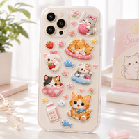 Autocollants pour enfants, impression personnalisée, autocollants décoratifs 3D mignons, autocollants transparents créatifs, autocollants kawaii, autocollants de dessin animé pour chatons