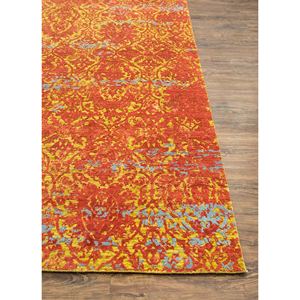 Alfombra Abstracta Teoría del Caos de Kavi Red, Tejida a Mano, Lana, Bambú, Seda, Naranja Roja, Rectangular 3D para Uso Doméstico, Viscosa, Alfombras 3D-Esk-632 - Product Image 4