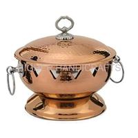 Réchauffeur d'aliments en cuivre plat de service de mariage plat de chauffe-plats rond élégant fournisseur de plats de restauration
