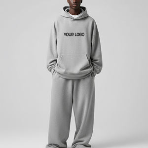 Ensemble survêtement de luxe 2 pièces (pantalon de jogging et sweat à capuche) de qualité supérieure, coupe ample et oversize, style hip-hop, poids lourd, prix de gros abordable - Product Image 1