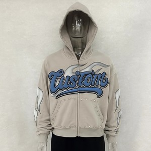 เสื้อฮู้ดดี้ยูนิเซ็กซ์ประดับเพชรเทียม ผ้าฝ้าย 100% สไตล์ฮิปฮอป สตรีทแวร์ คริสตัลเพชร รับทำโลโก้ตามสั่ง ขายส่ง OEM - Product Image 4