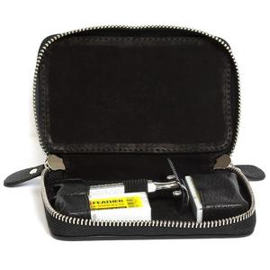 Bolsa de cuero genuino para afeitadora, estuche de seguridad con cremallera para viaje, con logotipo personalizado - Product Image 2