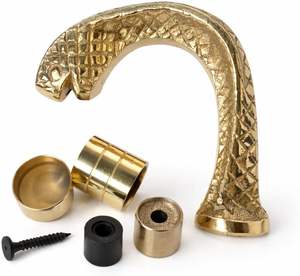 Empuñadura de cabeza de serpiente cobra de latón macizo con diseño en relieve antiguo para bastones y bastones de apoyo - Product Image 3