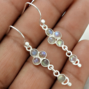 Pierre précieuse de Labradorite naturelle en argent sterling 925 Design unique Boucles d'oreilles chics pour elle Bijoux faits à la main Prix de gros Fournitures - Product Image 1