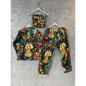 Pigiama stampato in cotone 100% da donna 2 pezzi Set di pura beatitudine per dormire a casa o in Hotel - Product Image 2