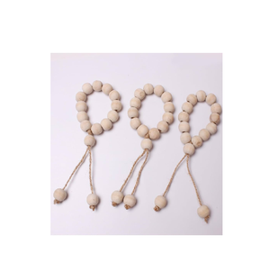 Ensemble de ronds de serviette de perles en bois 2 pièces porte-ficelle de jute fait à la main pour l'utilisation de vaisselle de table - Product Image 5