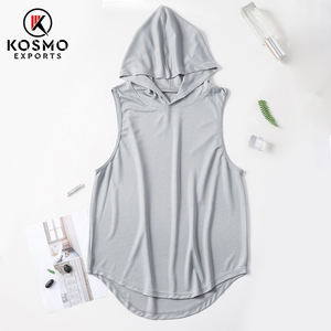 High Quality <b>Mens</b> Gyms Quick Drying <b>Hoodie</b> Customized Logo Plus Size Loose Workout <b>Sleeveless</b> Vest <b>Men's</b> Fitness Hoodies - Product Image 2
