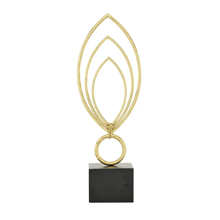 Son trend bakmak lüks Primum kalite benzersiz tasarım seti 2 altın Metal çağdaş soyut heykel mermer taban