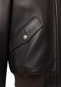 Chaqueta de Cuero Genuino Premium para Hombre con Cuello Camisero, Cierre de Cremallera Marrón y Bolsillos Laterales - Product Image 2