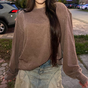 Sudaderas de mujer de lavado ácido de gran tamaño de alta calidad fabricante 100% sudaderas con capucha de algodón sudadera de mujer transpirable precio barato - Product Image 6