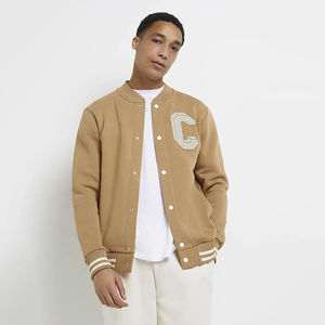 เสื้อแจ็กเก็ตผ้าขนแกะคุณภาพสูงของผู้ชายเสื้อแจ็กเก็ตเลตเทอร์แมนสำหรับฤดูหนาวแผ่นผ้ากำมะหยี่สำหรับผู้ผลิตขายส่งโดยตรง - Product Image 2