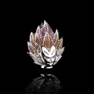 Colgante DE CARA Super Saiyan para colgante de diamante de corte redondo de moissanita multicolor 925 Plata con colgantes y dijes de joyería fina - Product Image 3