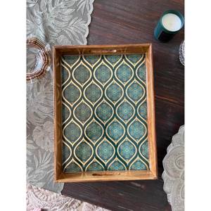 Plateau de service en bois avec poignées plateau ottoman cadeau pour nouvelle cuisine plateau peint floral décoratif - Product Image 5