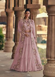 Braut Indo Western Lehenga Choli Premium Baumwolle Hand bestickt REAL Chinon vorne hinten GESTICKTE CANCAN ORGANZA SILK <span class=keywords><strong>SHRUG</strong></span>