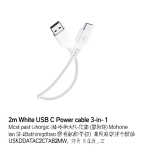 Câble d'alimentation USB C blanc 2m USBDATAC2CTAB2MW - Product Image 2