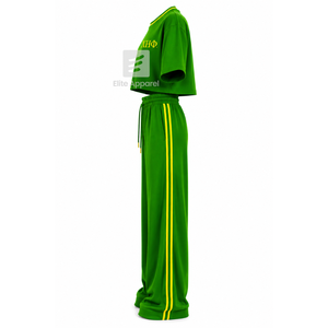 Conjunto Deportivo Transpirable Personalizado de la Hermandad Chi Eta Phi con Logotipo Sublimado en la Parte Delantera, Verde y Amarillo, Manga Corta para Mujer - Product Image 4