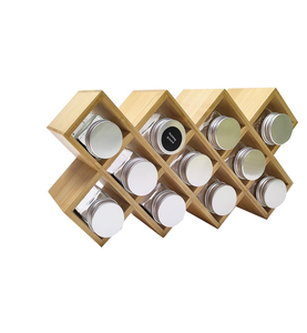 Porte-pots à épices en bois Pots à épices pré-remplis Support de rangement en bois Ensemble cadeau de pendaison de crémaillère Porte-épices - Product Image 4