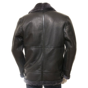 แจ็กเก็ตหนังขนเฟอร์ของผู้ชายทรงสลิมฟิตสำหรับฤดูหนาวแจ็คเก็ตหนังแท้ระบายอากาศได้ดีดีไซน์แนวสตรีท - Product Image 3