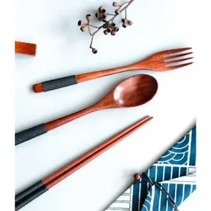 Juego de Cubiertos de Madera hechos a mano con cuchara y tenedor de palillos Juego de cubiertos de regalo elegante Cubiertos de primera calidad al mejor precio - Product Image 4