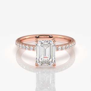 <b>Emerald</b> Cut Moissanite Diamond Pave Sterling <b>Silver</b> <b>Ring</b> Elegant Pave Design for Women - Product Image 6