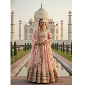 Robe Anarkali de haute qualité pour femmes, robe de mariée et de soirée de luxe, robe Anarkali avec broderie à la main, disponible à la vente - Product Image 1