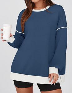 Sudaderas con capucha y sudaderas para mujer Logotipo bordado ecológico Sudadera de cuello redondo Ropa de calle para mujer Transpirable Yoga Gimnasio Entrenamiento - Product Image 2