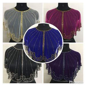 UAE Dubai Best-Selling Net Fabric Hand Beads Work Ponchos Top Shrug Blouse <b>Cardigan</b> Shirt Style Dress Night Party Club Prom Wear - Product Image 3