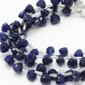 Sodalite bleue Micro Briolette à facettes Trillion Triangle forme 10 pièces brin 6x5mm pour la fabrication de bijoux fournitures en gros - Product Image 1