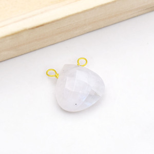 Charme en pierre de lune enveloppé de fil, cœur facetté, pierre de lune blanche, charmes en fil, cœur en pierre précieuse de 12 mm pour la fabrication de bijoux - Product Image 3