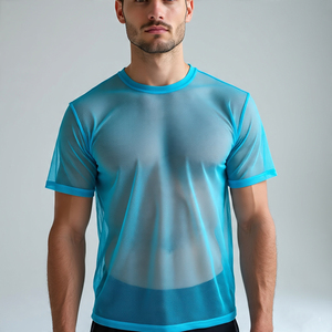 T-shirt en maille transparente pour hommes, haut court, chemises sexy de nuit pour hommes, chemises courtes pour hommes - Product Image 4