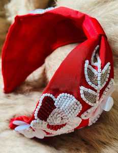 Bandeaux perlés à la main bleu ciel Bandeaux en tissu tendance avec accessoire brodé à la main doux et facile à porter - Product Image 1