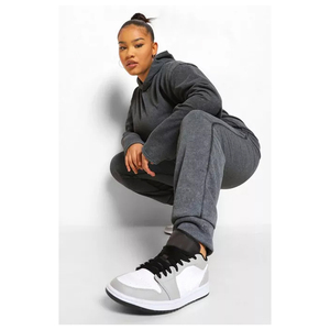 Moda Streetwear lavado ácido OEM personalizado transpirable algodón hombres chándales conjunto cremallera Sudadera con capucha con pantalones para correr - Product Image 1