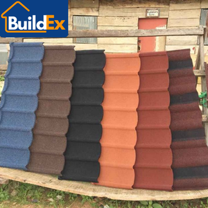 Nouveauté, couleurs personnalisées, garantie 50 ans, tuiles de toiture en métal revêtues de pierre <span class=keywords><strong>Tudor</strong></span>, bardeaux de toiture galvanisés pour les maisons africaines - Product Image 1