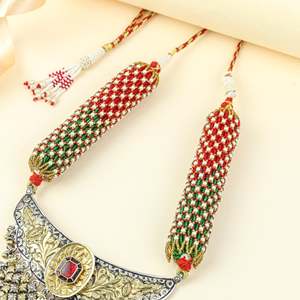 Anokhi 925 Silver Rajputi Jhalar <b>Necklace</b> with Dual Tone & <b>Ruby</b> for Weddings - Product Image 6