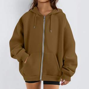 Sweat à capuche homme avec fermeture éclair en coton polaire sweat à capuche zippé surdimensionné jogging d'hiver avec poche kangourou - Product Image 4