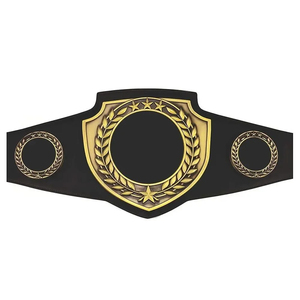 เข็มขัดแชมป์แบบกำหนดเอง ประดับพวงหรีดทอง แผ่นกลางสีดำ สำหรับมวย MMA มวยปล้ำ - Product Image 5