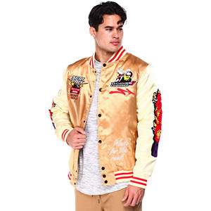 Chaqueta universitaria de béisbol de estilo callejero para hombre, chaqueta universitaria de satén impermeable de diseño personalizado y tamaño para hombre - Product Image 2