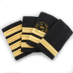 High Quality Aviation Epaulette Pilot Uniform Epaulets Shoulder Boards GoldSilver braid tape Custom made supplier