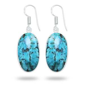 Pendientes de Gancho de Plata con Incrustaciones de Crisocola, Diseño Multiforma, para Mujer, Ideales para Fiestas y Regalo para Mamá - Product Image 3