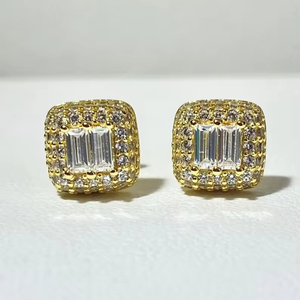 Pendientes de diamantes de moissanita helada, joyería de Hip Hop, joyería personalizada, hermosos pendientes, excelente corte, regalo para hombres y mujeres - Product Image 1
