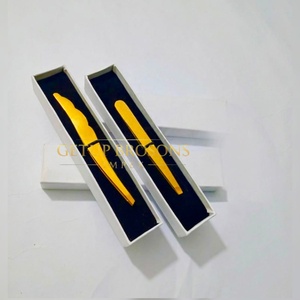 Pinzas Profesionales para Cejas GETUP BROSONS IMPEX, de Acero Inoxidable con Punta de Plasma Dorada, Antiestáticas, Ecológicas y Ligeras - Product Image 4