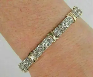 8.00 Ct Cut Simulated Diamond Tennis Bracelet 14K Yellow <b>Gold</b> Plated for Wedding Party Engagement Moissanite Bracelets <b>Bangles</b>" - Product Image 5