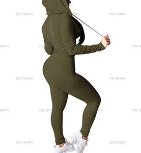 Survêtement décontracté pour femmes, vêtements de jogging attrayants, derniers designs, pull à capuche avec fermeture éclair et pantalon long - Product Image 4