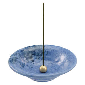 Juego de Porta Incienso de Cerámica Tradicional y Quemador de Incienso de Latón - Azul - Product Image 2
