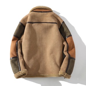 Men's Faux Leather Patchwork <b>Fleece</b> Jacket Winter Motorcycle Leather Coat for Male - Product Image 6