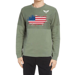 Sweat-shirt de haute qualité avec drapeau américain vert, imprimé drapeau américain, col rond, sweat-shirt décontracté en coton molletonné unisexe personnalisé - Product Image 1