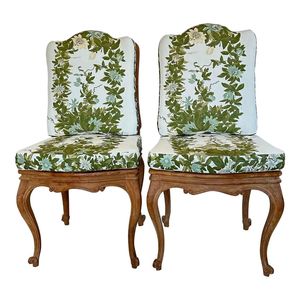 Classic Floral Upholstered Dining <b>Chair</b> with Wooden Frame - Product Image 2