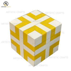 Caja de resina artesanal de diseño geométrico hecho a mano, caja artesanal decorativa de lujo - Product Image 2