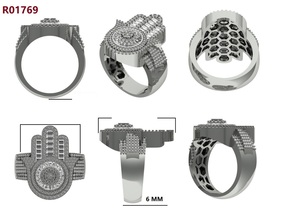 Anillo de mano de Hamsa de diamante natural real de 10kt con 0.90ct de redondo y 0.60ct de diamantes Baguette - Product Image 4