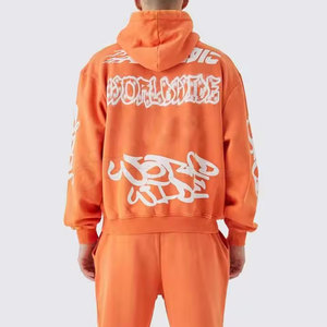 Ensembles de survêtements personnalisés sur mesure en coton 100% respirant avec capuche, couleur unie, pour l'hiver, vente en gros à prix abordable, impression en relief - Product Image 4